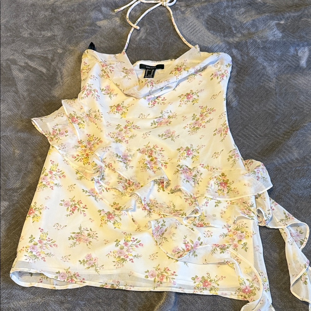 Forever 21 Floral Ruffle Tank Top